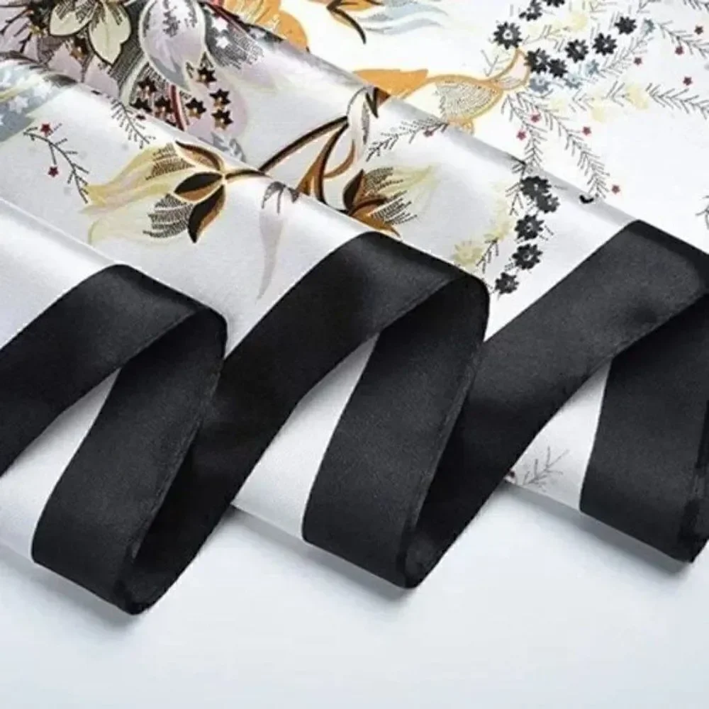 Satin Elegant Floral Design Scarf 35